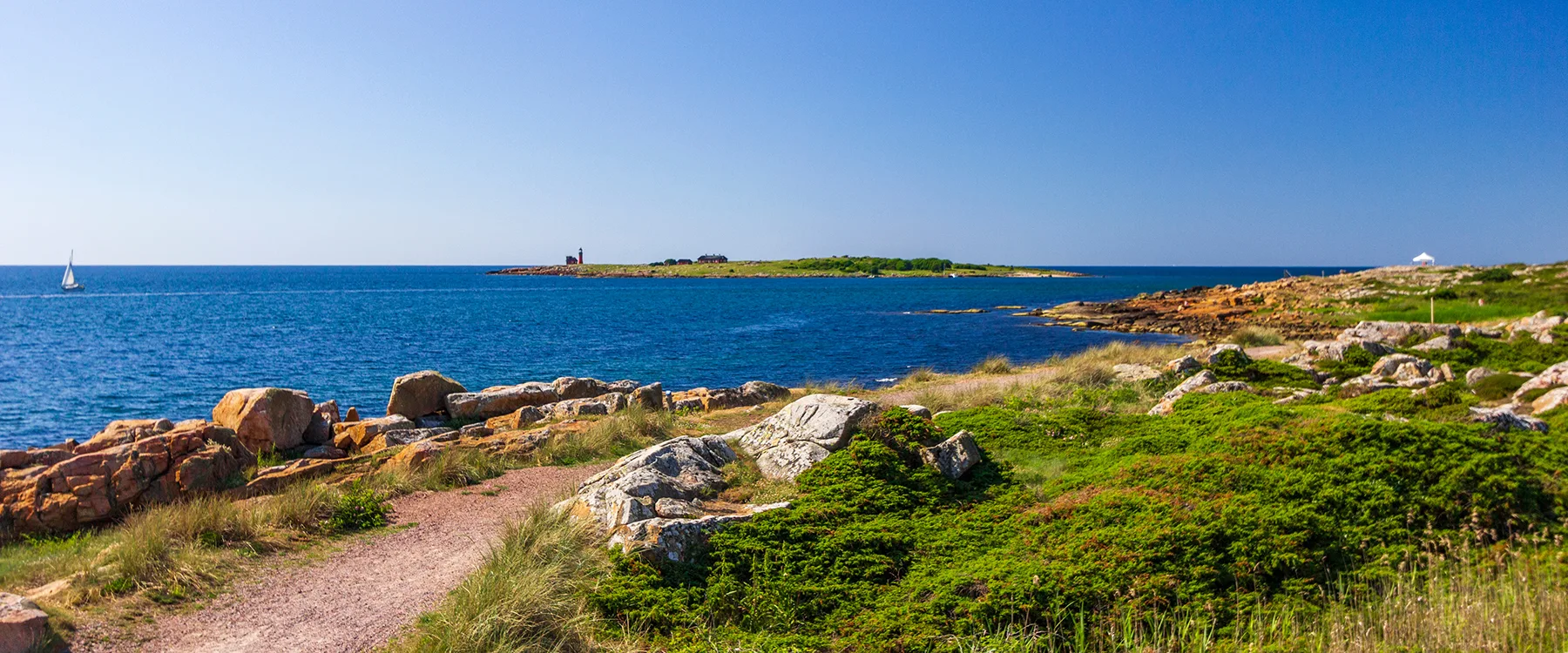 ChatGPT sade: Kustlandskap med klippor, grönska och utsikt över havet.