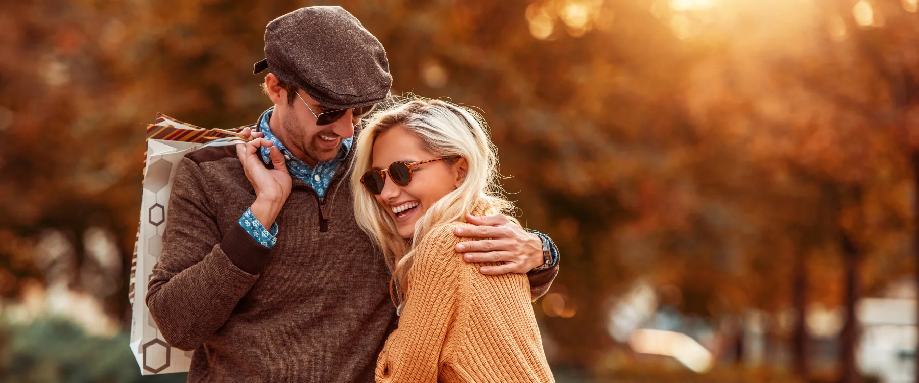 couple walking autumn