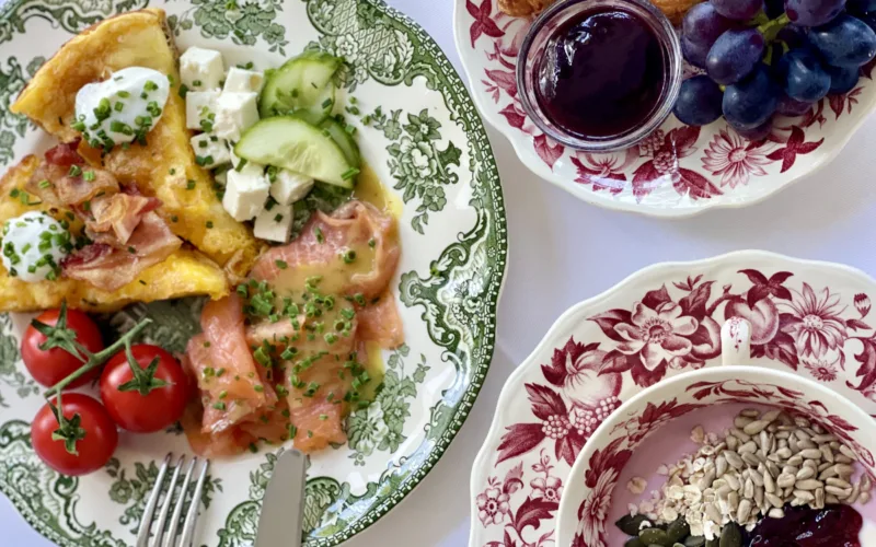 Plates with food