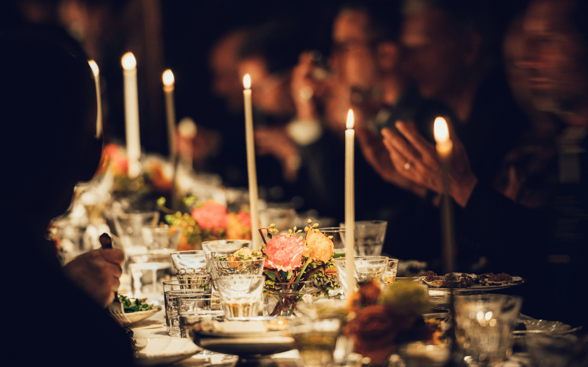 Festive decorated dining table