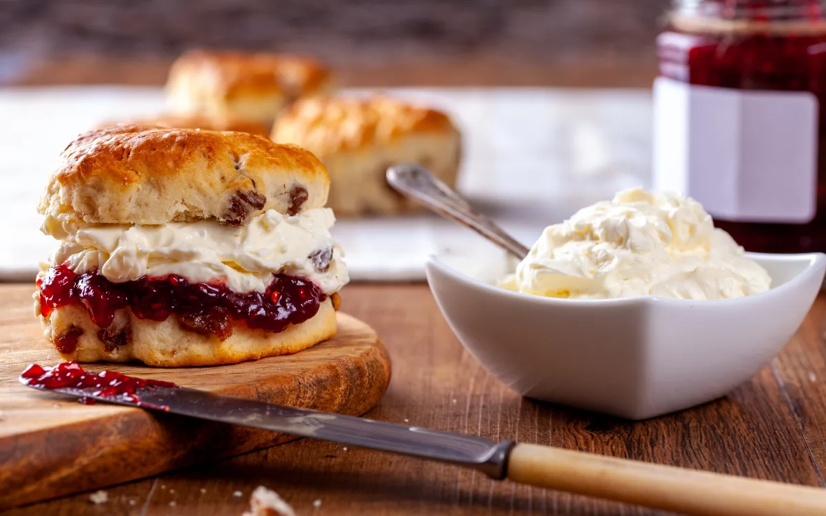 Scones with cream and jam