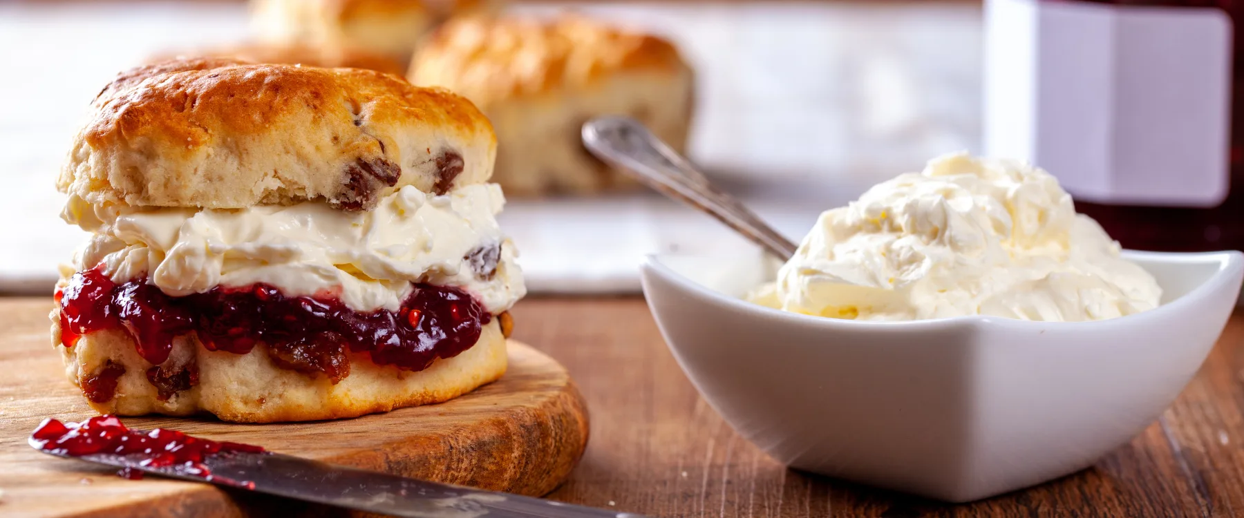 Scones with cream and jam